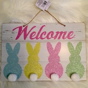 🐇 Welcome Easter Bunny Cottontail Hanging Sign